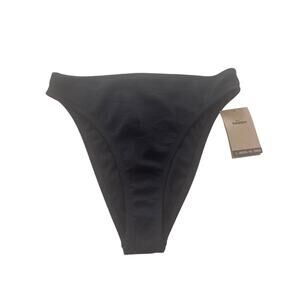Nike Swim NWT Move to Zero High Rise Black Ribbed Bikini Bottom Large